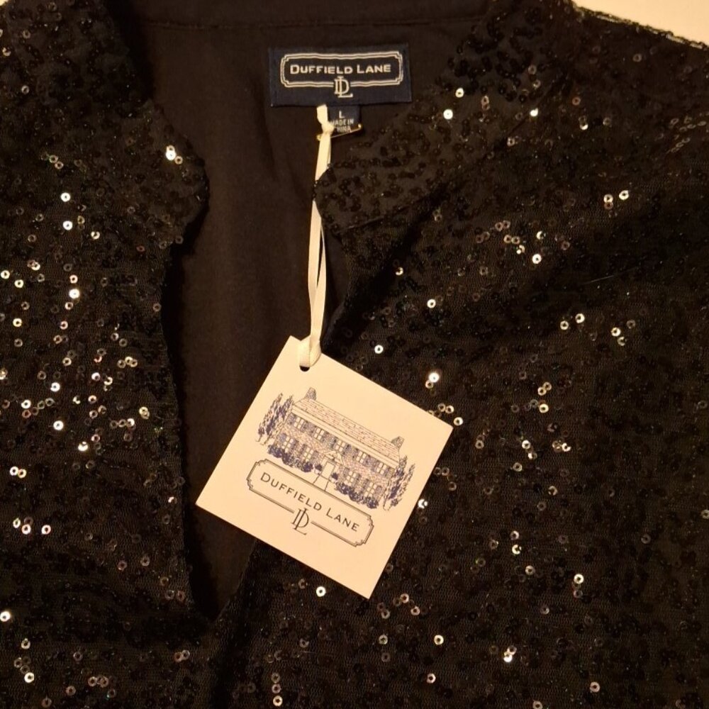 Duffield Lane Black Sequin Claudia Tunic Long Sleeve Women's Size Large - Picture 3 of 10